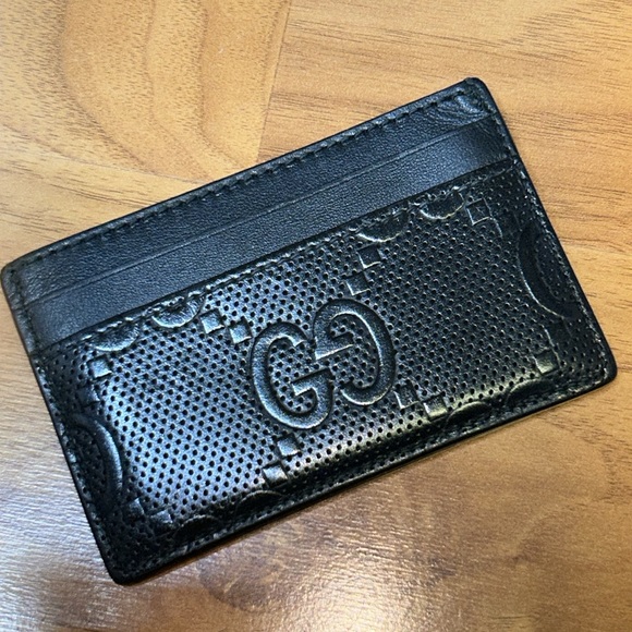 Authentic Gucci Black GG Embossed Perforated Leather Card Case Wallet - Picture 3 of 14